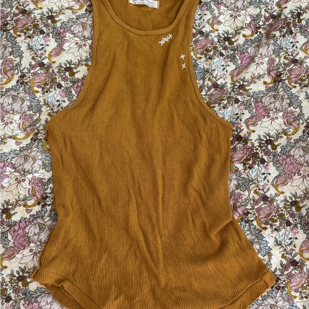 We The Free Mustard Ribbed Tank Top